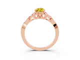 Rose gold Pear Cut Yellow Sapphire Solitaire Engagement Ring with Celtic Knot Band and Four-Prong Setting_27