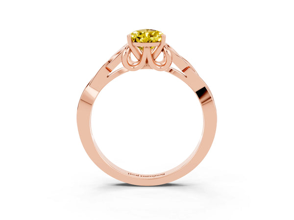 Rose gold Pear Cut Yellow Sapphire Solitaire Engagement Ring with Celtic Knot Band and Four-Prong Setting