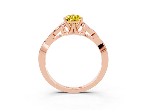 Rose gold Pear Cut Yellow Sapphire Solitaire Engagement Ring with Celtic Knot Band and Four-Prong Setting_27