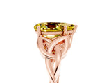 Rose gold Pear Cut Yellow Sapphire Solitaire Engagement Ring with Celtic Knot Band and Four-Prong Setting_29
