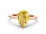 Rose gold Pear Cut Yellow Sapphire Solitaire Engagement Ring with Classic Band and Four-Prong Setting_24