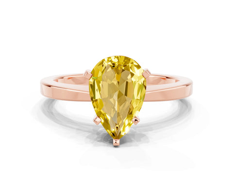 Rose gold Pear Cut Yellow Sapphire Solitaire Engagement Ring with Classic Band and Four-Prong Setting_50