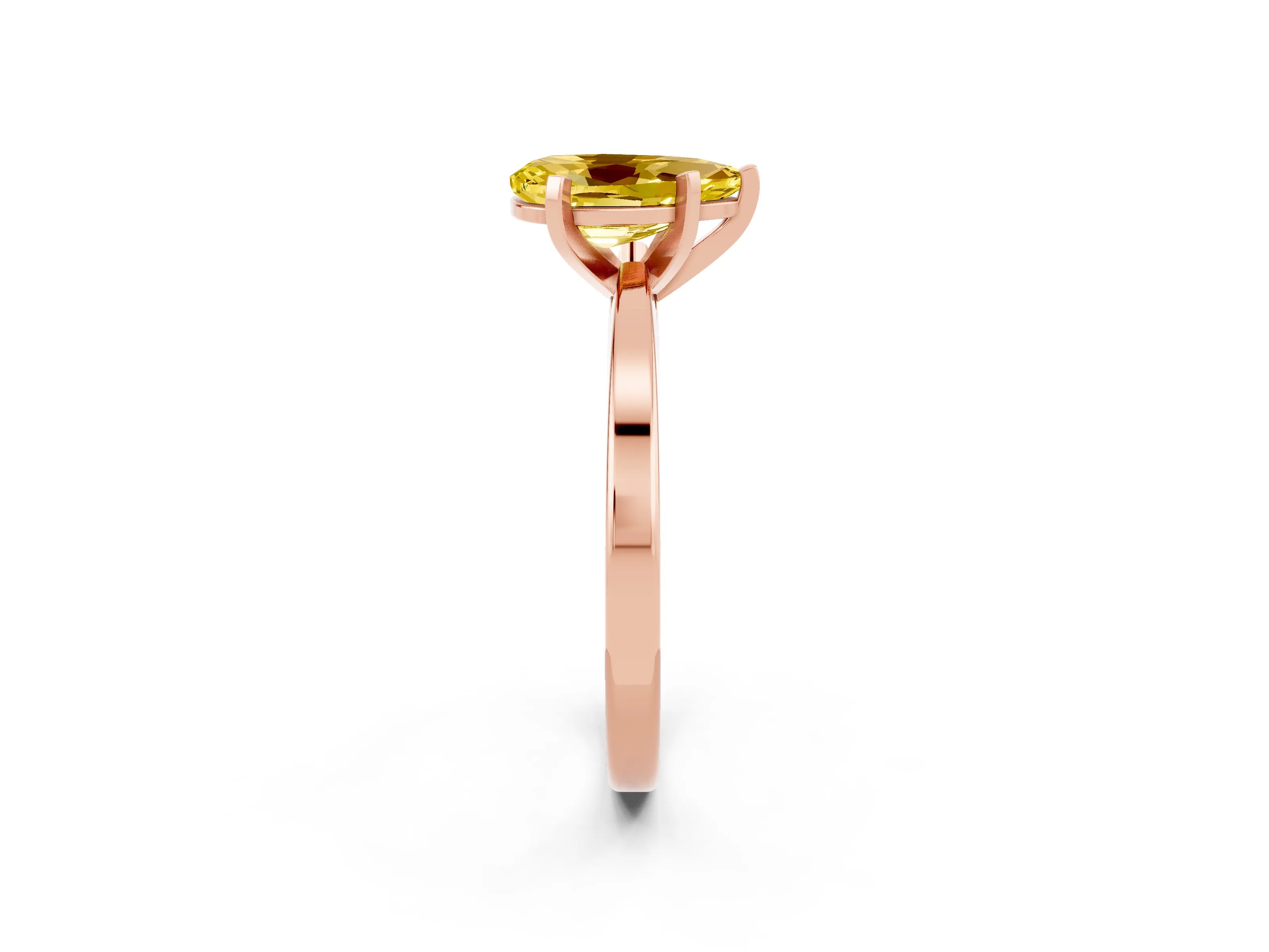 Rose gold Pear Cut Yellow Sapphire Solitaire Engagement Ring with Classic Band and Four-Prong Setting_52
