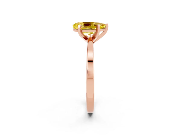 Rose gold Pear Cut Yellow Sapphire Solitaire Engagement Ring with Classic Band and Four-Prong Setting