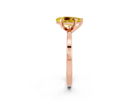 Rose gold Pear Cut Yellow Sapphire Solitaire Engagement Ring with Classic Band and Four-Prong Setting_52