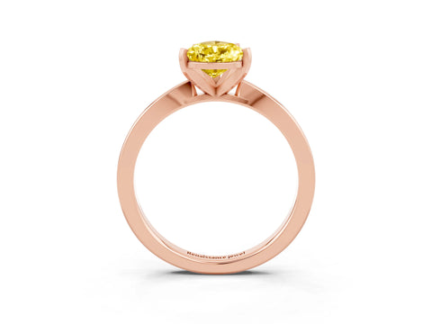 Rose gold Pear Cut Yellow Sapphire Solitaire Engagement Ring with Classic Band and Four-Prong Setting_53