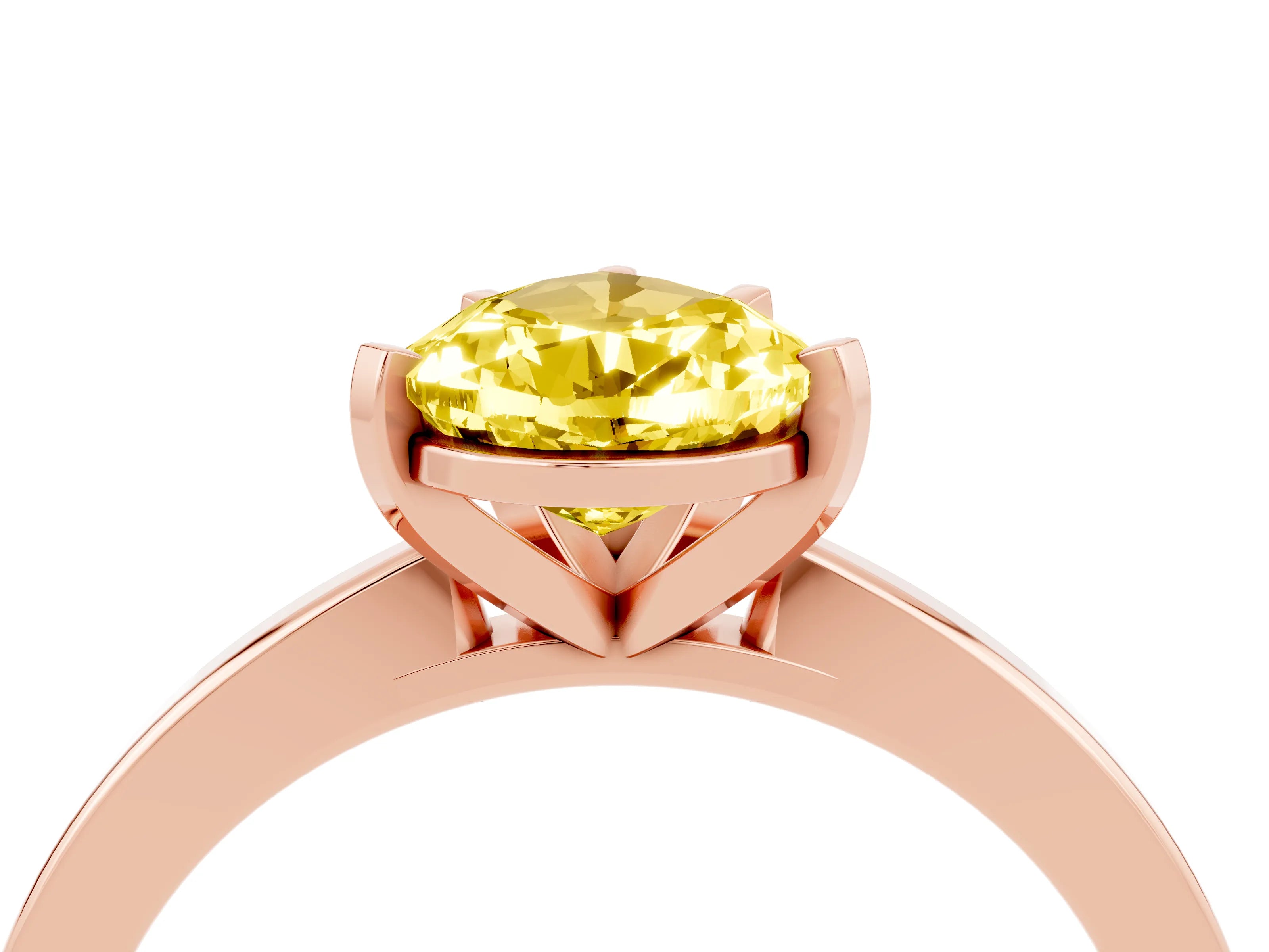 Rose gold Pear Cut Yellow Sapphire Solitaire Engagement Ring with Classic Band and Four-Prong Setting_54