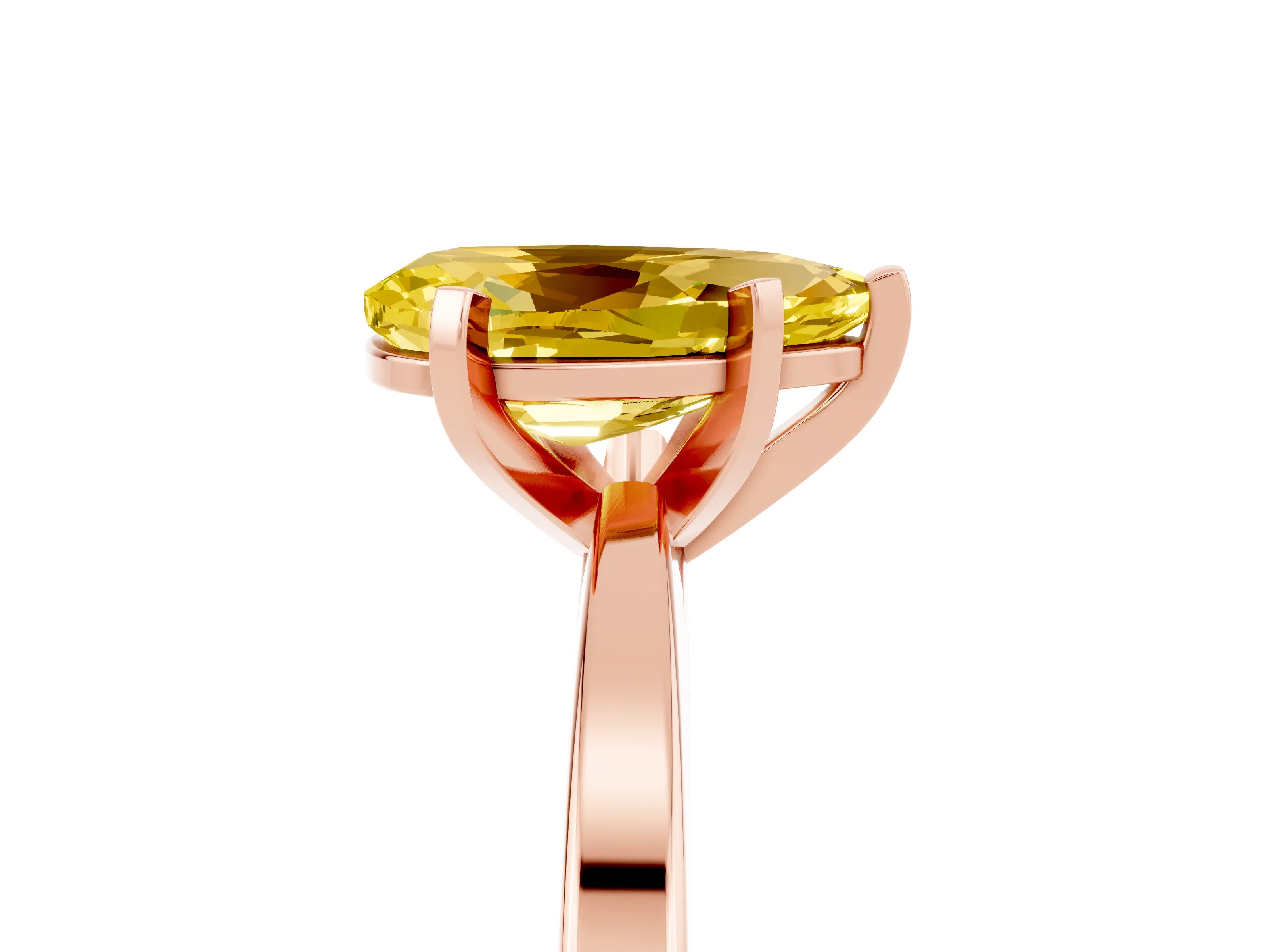 Rose gold Pear Cut Yellow Sapphire Solitaire Engagement Ring with Classic Band and Four-Prong Setting_55