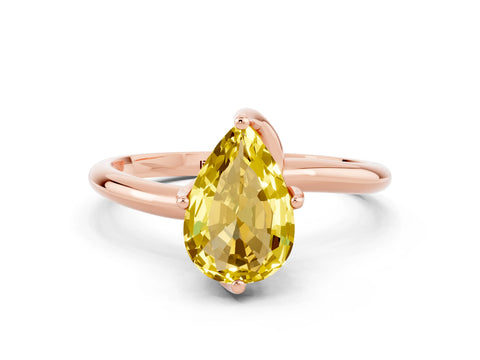 Rose gold Pear Cut Yellow Sapphire Solitaire Engagement Ring with Four-Prong Setting and Classic Band_12