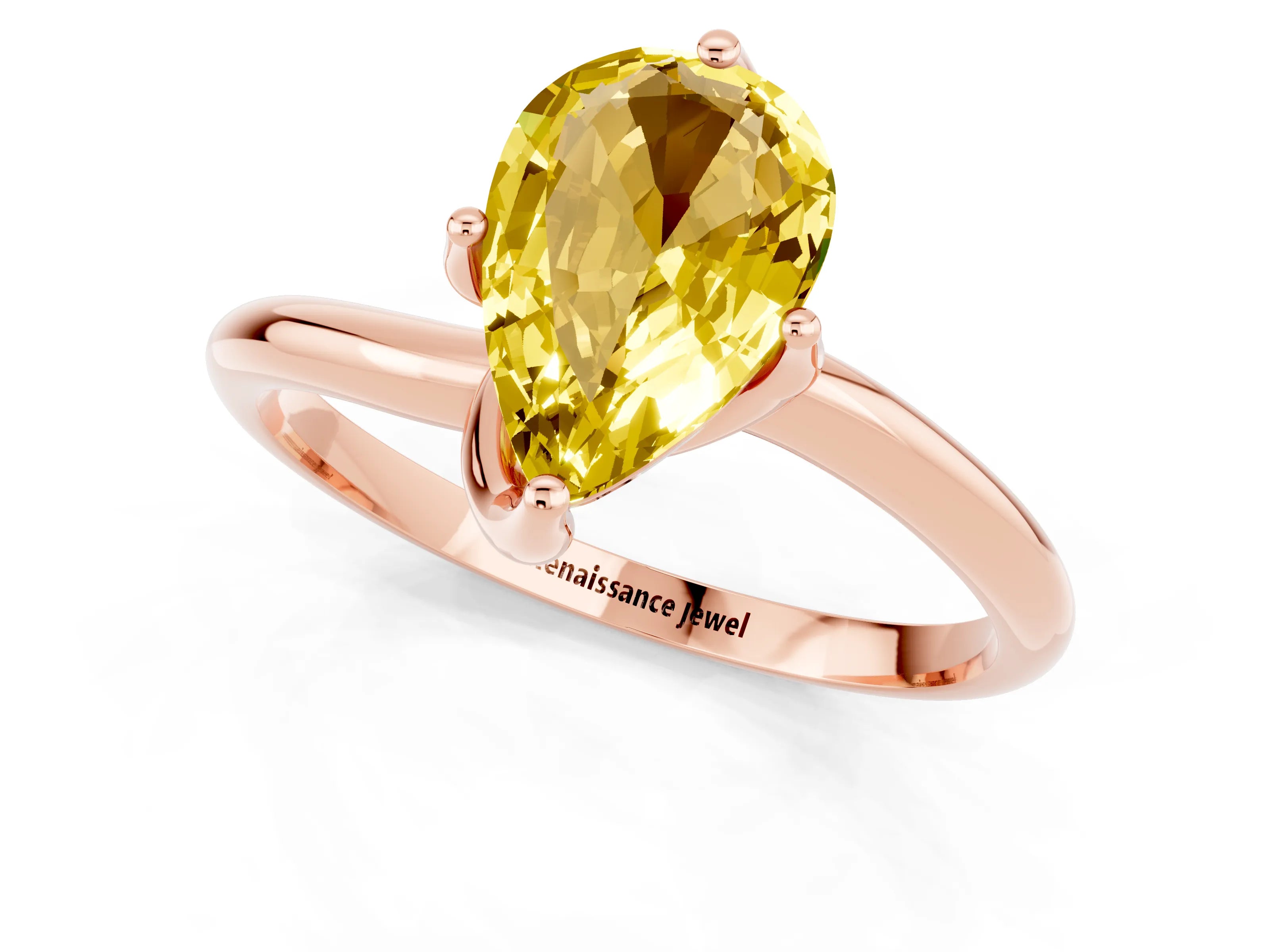 Rose gold Pear Cut Yellow Sapphire Solitaire Engagement Ring with Four-Prong Setting and Classic Band_13