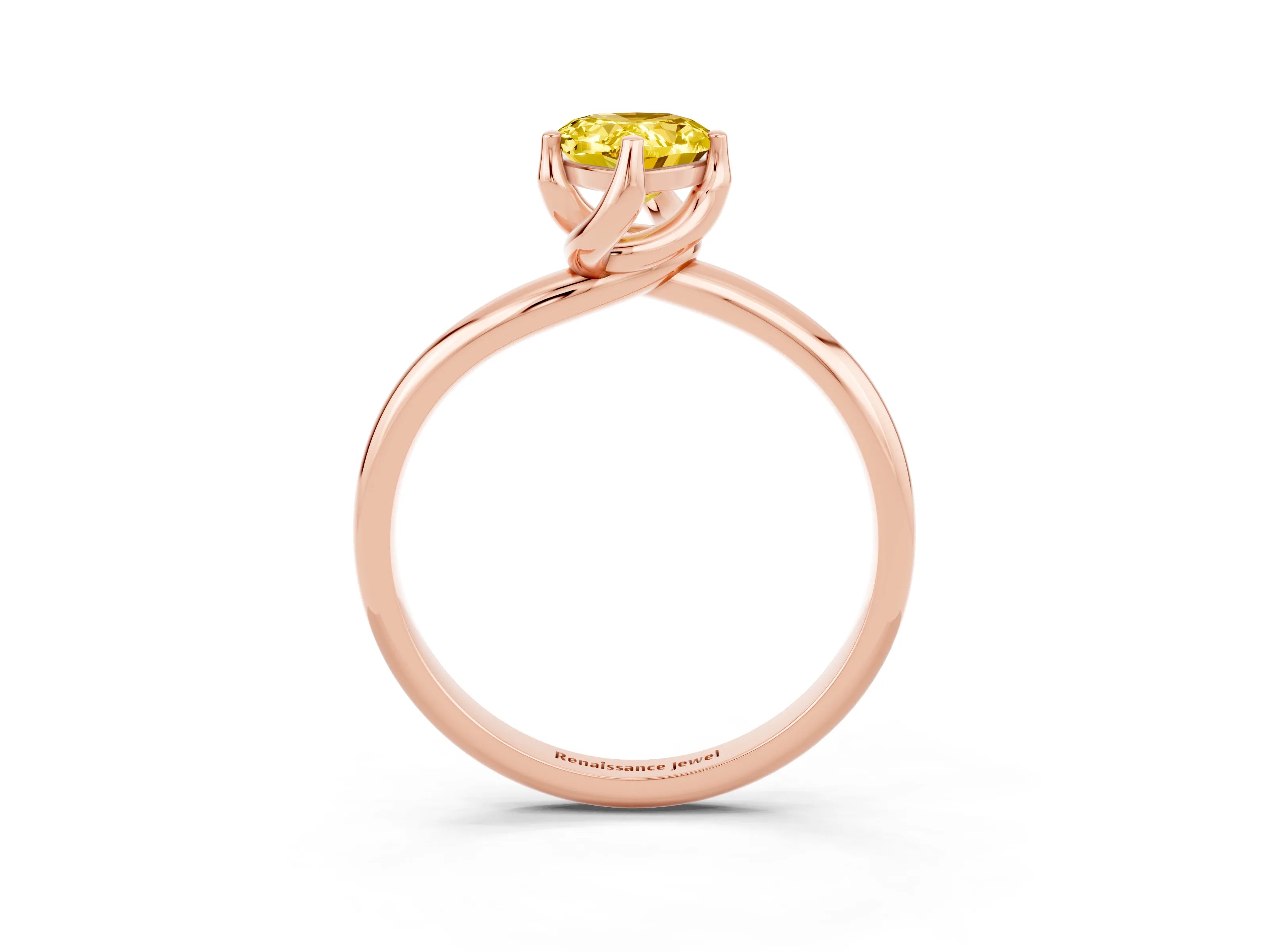 Rose gold Pear Cut Yellow Sapphire Solitaire Engagement Ring with Four-Prong Setting and Classic Band_15