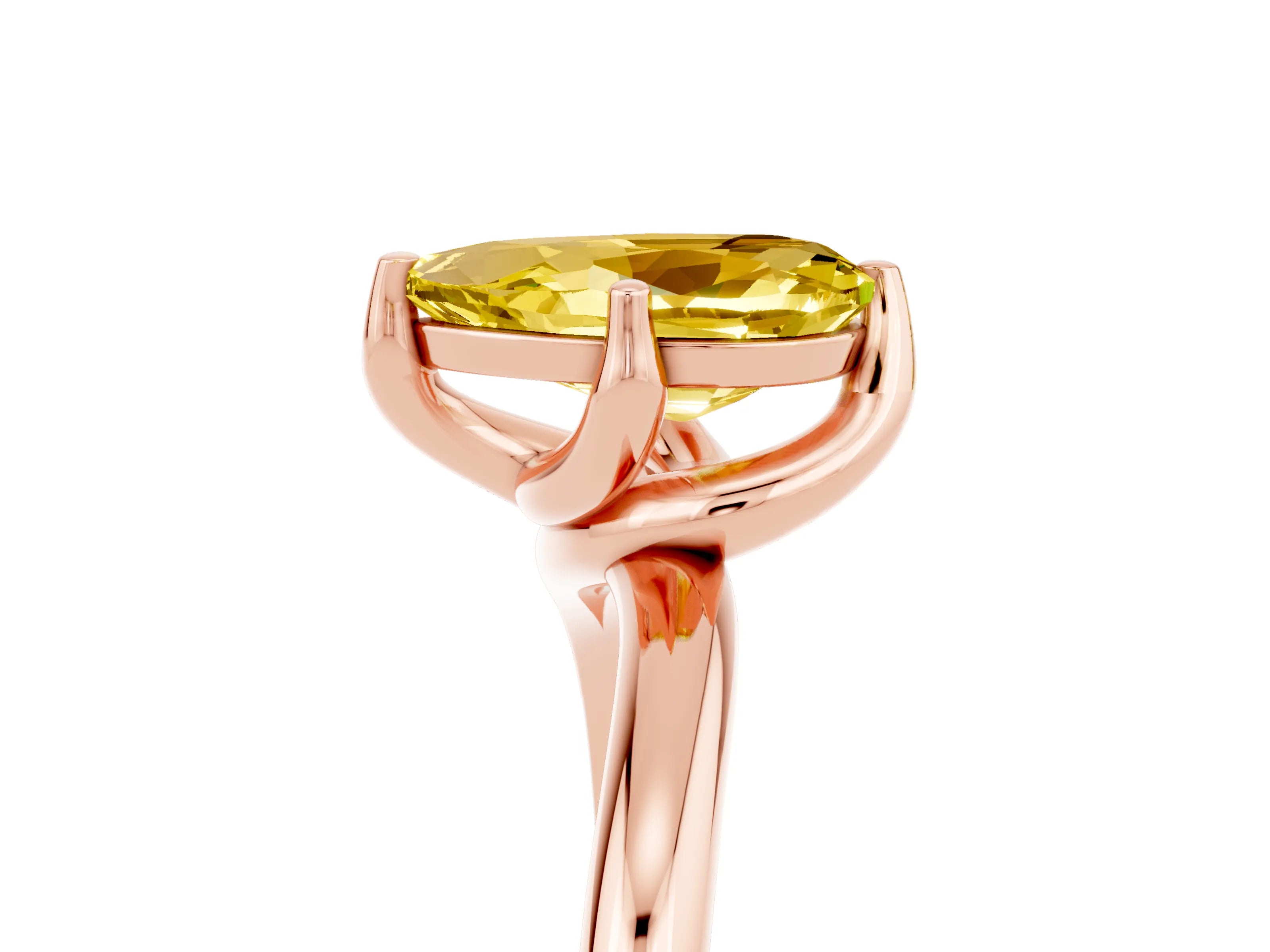 Rose gold Pear Cut Yellow Sapphire Solitaire Engagement Ring with Four-Prong Setting and Classic Band_17