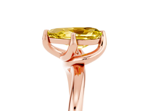 Rose gold Pear Cut Yellow Sapphire Solitaire Engagement Ring with Four-Prong Setting and Classic Band_17