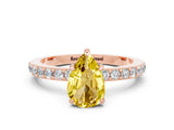 Rose gold Pear Cut Yellow Sapphire Solitaire Engagement Ring with Pavé Band and Four-Prong Setting_24