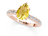 Rose gold Pear Cut Yellow Sapphire Solitaire Engagement Ring with Pavé Band and Four-Prong Setting_25