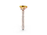 Rose gold Pear Cut Yellow Sapphire Solitaire Engagement Ring with Pavé Band and Four-Prong Setting_26