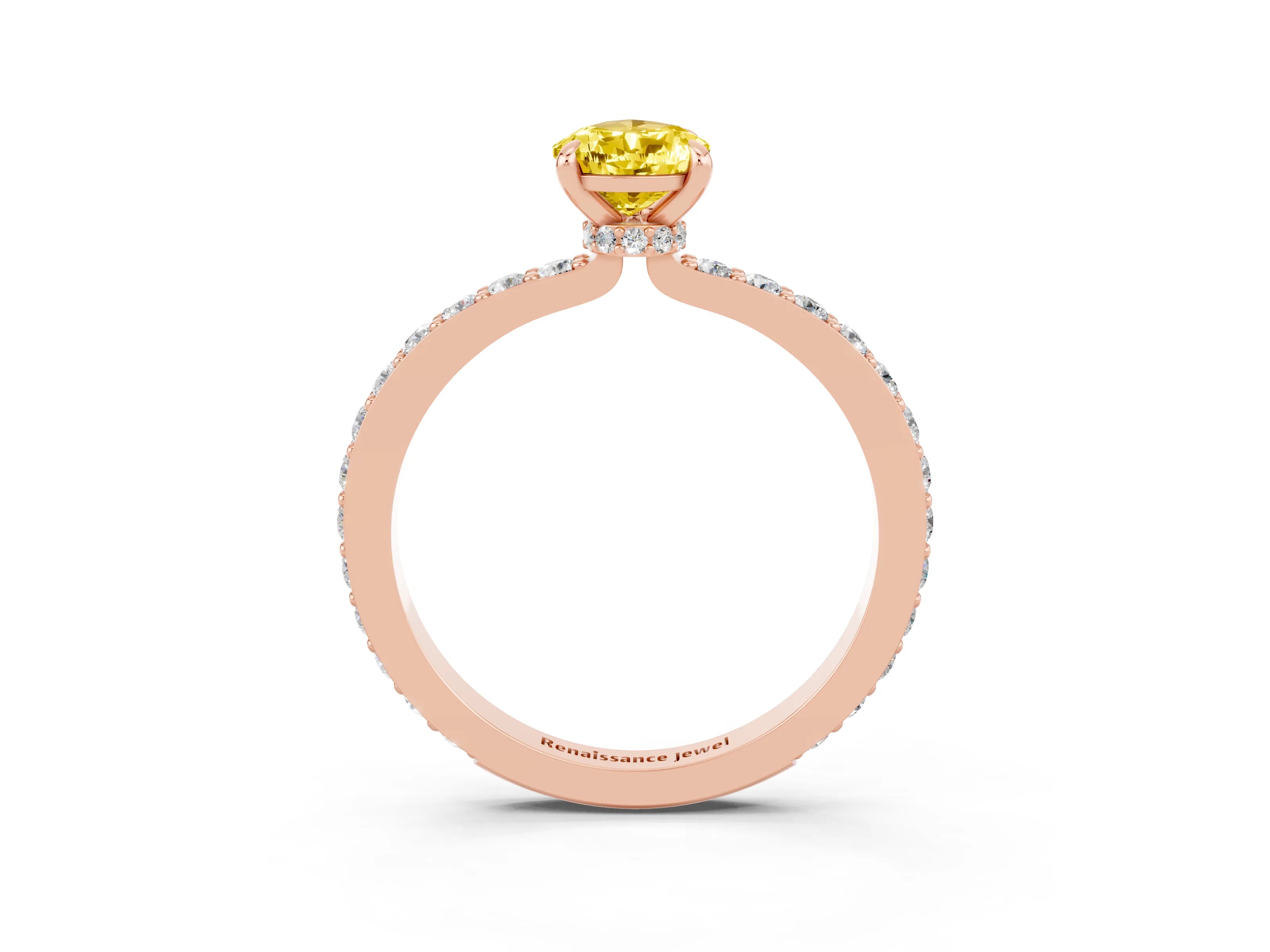 Rose gold Pear Cut Yellow Sapphire Solitaire Engagement Ring with Pavé Band and Four-Prong Setting_27
