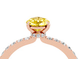Rose gold Pear Cut Yellow Sapphire Solitaire Engagement Ring with Pavé Band and Four-Prong Setting_28