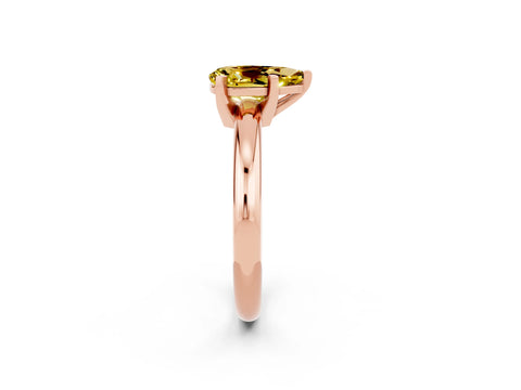 Rose gold Pear Cut Yellow Sapphire Solitaire Engagement Ring with Round Band and Four-Prong Setting_26