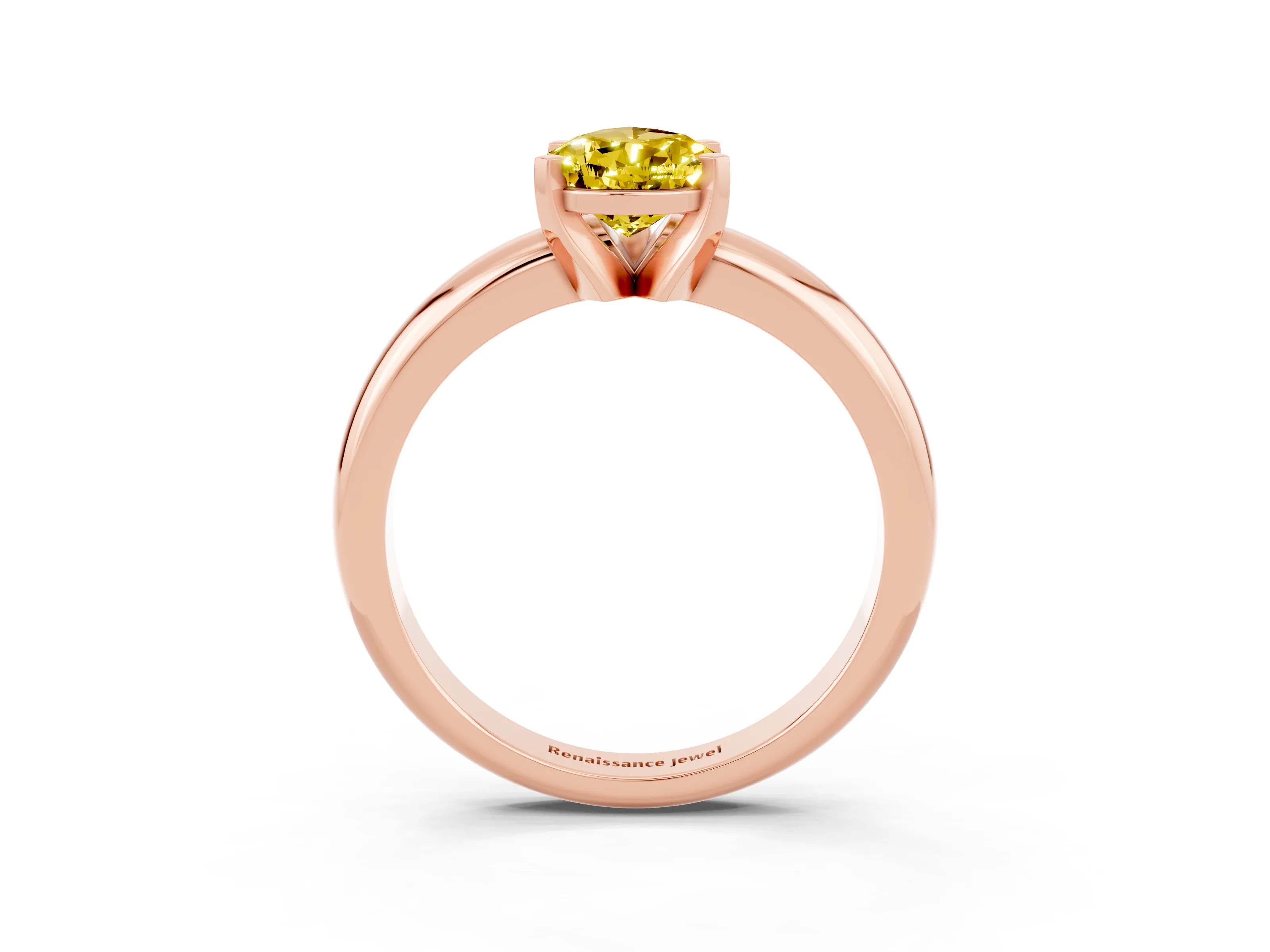 Rose gold Pear Cut Yellow Sapphire Solitaire Engagement Ring with Round Band and Four-Prong Setting_27