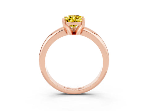 Rose gold Pear Cut Yellow Sapphire Solitaire Engagement Ring with Round Band and Four-Prong Setting_27