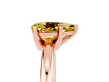 Rose gold Pear Cut Yellow Sapphire Solitaire Engagement Ring with Round Band and Four-Prong Setting_29