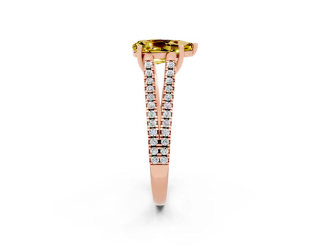 Rose gold Pear Cut Yellow Sapphire Solitaire Engagement Ring with Split Shank Pavé Band_14