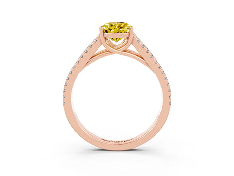 Rose gold Pear Cut Yellow Sapphire Solitaire Engagement Ring with Split Shank Pavé Band_15