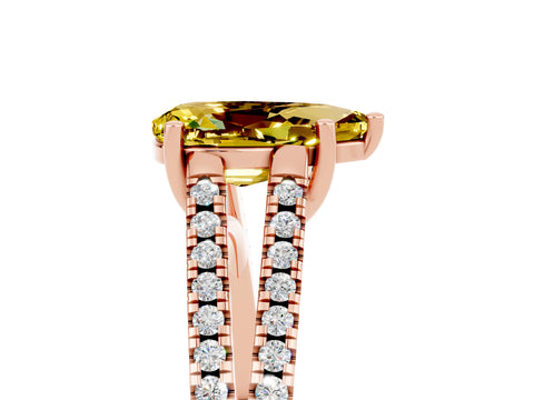 Rose gold Pear Cut Yellow Sapphire Solitaire Engagement Ring with Split Shank Pavé Band_17