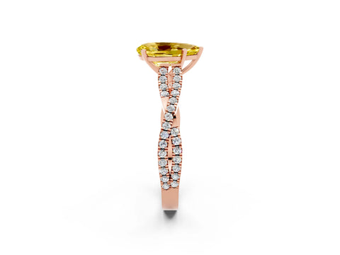Rose gold Pear Cut Yellow Sapphire Solitaire Engagement Ring with Twisted Pavé Band and Four-Prong Setting_14