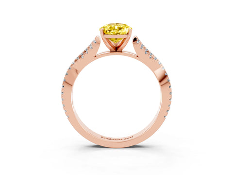 Rose gold Pear Cut Yellow Sapphire Solitaire Engagement Ring with Twisted Pavé Band and Four-Prong Setting_15