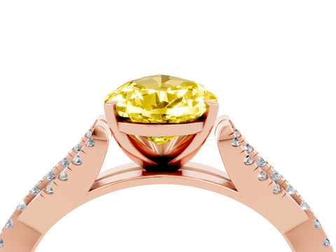 Rose gold Pear Cut Yellow Sapphire Solitaire Engagement Ring with Twisted Pavé Band and Four-Prong Setting_16