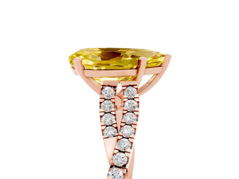 Rose gold Pear Cut Yellow Sapphire Solitaire Engagement Ring with Twisted Pavé Band and Four-Prong Setting_17