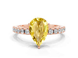 Rose gold Pear Cut Yellow Sapphire Solitaire Pavé Band with Four-Prong Setting_24