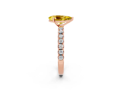 Rose gold Pear Cut Yellow Sapphire Solitaire Pavé Band with Four-Prong Setting_26
