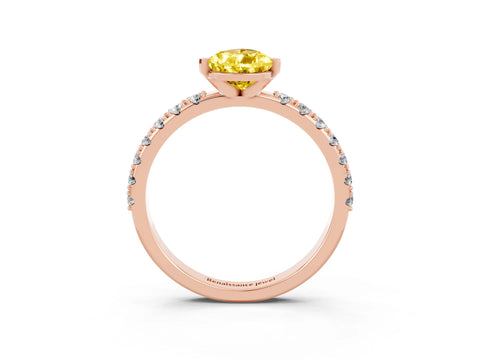 Rose gold Pear Cut Yellow Sapphire Solitaire Pavé Band with Four-Prong Setting_27