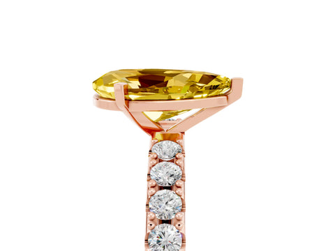Rose gold Pear Cut Yellow Sapphire Solitaire Pavé Band with Four-Prong Setting_29