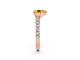 Rose gold Pear Cut Yellow Sapphire Solitaire Pavé Engagement Ring with Round Band and Prong Setting_14