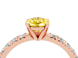 Rose gold Pear Cut Yellow Sapphire Solitaire Pavé Engagement Ring with Round Band and Prong Setting_16