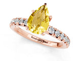 Rose gold Pear Cut Yellow Sapphire Solitaire Pavé Engagement Ring with Round Band and Prong Setting_73
