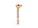 Rose gold Pear Cut Yellow Sapphire Solitaire Pavé Engagement Ring with Round Band and Prong Setting_74