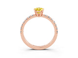 Rose gold Pear Cut Yellow Sapphire Solitaire Pavé Engagement Ring with Round Band and Prong Setting_75