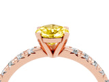 Rose gold Pear Cut Yellow Sapphire Solitaire Pavé Engagement Ring with Round Band and Prong Setting_76