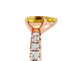Rose gold Pear Cut Yellow Sapphire Solitaire Pavé Engagement Ring with Round Band and Prong Setting_77