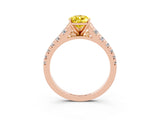 Rose gold Pear Cut Yellow Sapphire Solitaire Ring with Cathedral Setting and Pavé Band_27