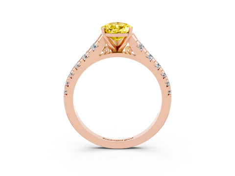 Rose gold Pear Cut Yellow Sapphire Solitaire Ring with Cathedral Setting and Pavé Band_27