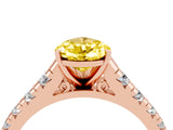 Rose gold Pear Cut Yellow Sapphire Solitaire Ring with Cathedral Setting and Pavé Band_28