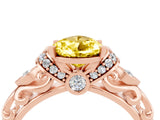Rose gold Pear Cut Yellow Sapphire Solitaire Ring with Filigree Band and Four-Prong Setting_52