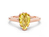 Rose gold Pear Cut Yellow Sapphire Solitaire Ring with Flower Prong Setting and Classic Band_12