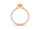 Rose gold Pear Cut Yellow Sapphire Solitaire Ring with Flower Prong Setting and Classic Band_15